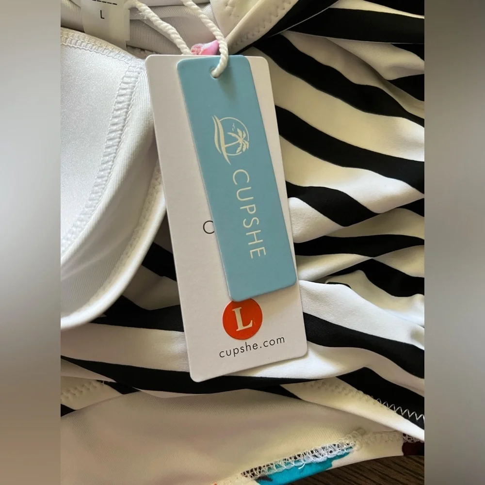 CUPSHE Bold Floral and Stripe Halter
One Piece Swimsuit NWT!! - Picture 9 of 12